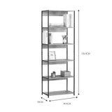 Kaliano stejar-negru metal Bibliotecă, 60x35x177 cm