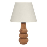 Lampa de Masa Cabini lemn de fag si tesatura, crem, 22x22x30 cm