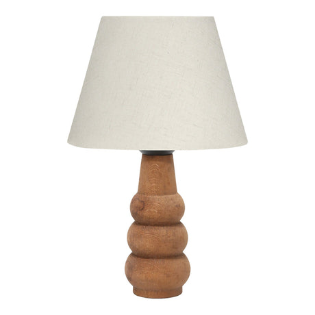 Lampa de Masa Cabini lemn de fag si tesatura, crem, 22x22x30 cm