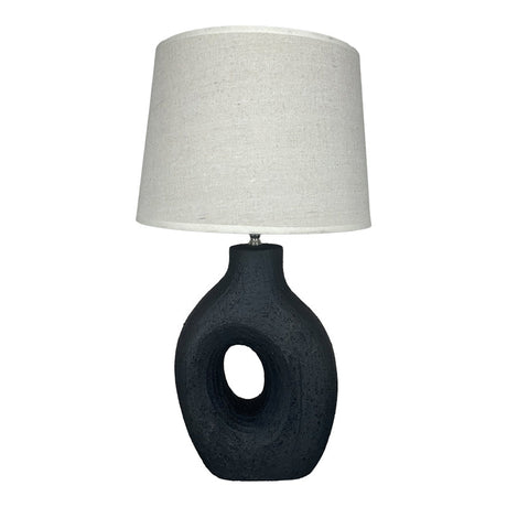 Lampă de masă Ovola, ceramică, negru-bej, 30x52 cm