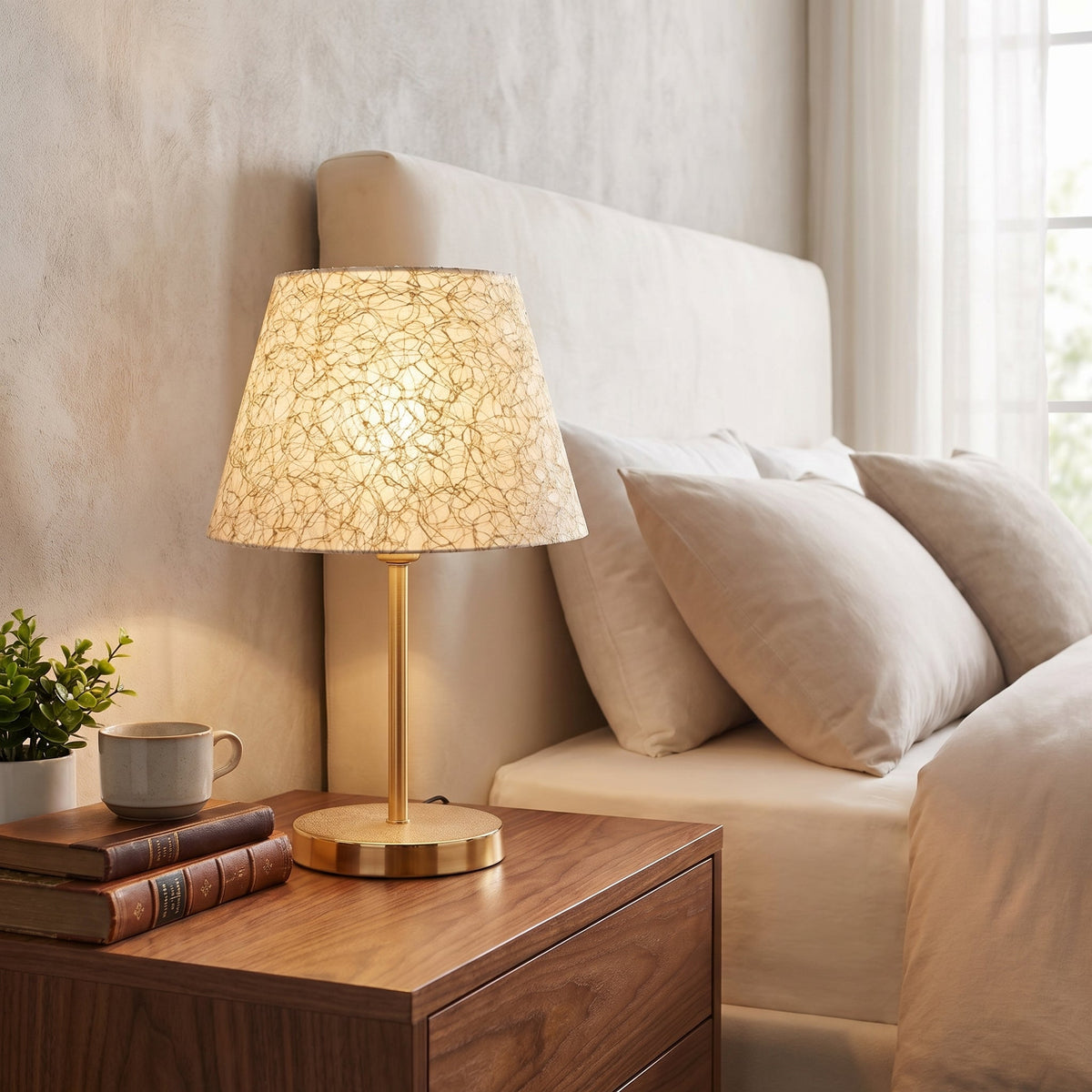 Lampa de Masa PWL-1074, bej-auriu, D22x37 cm, imagine suplimentara