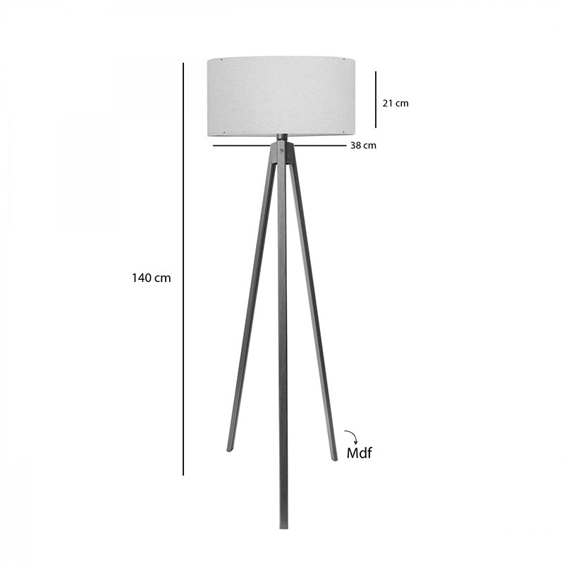 Lampadar PWL-1059, MDF si textil, D38x140 cm - Crem-Nuc