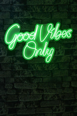 Lampa Neon Good Vibes Only 2, 37x62 cm - Verde