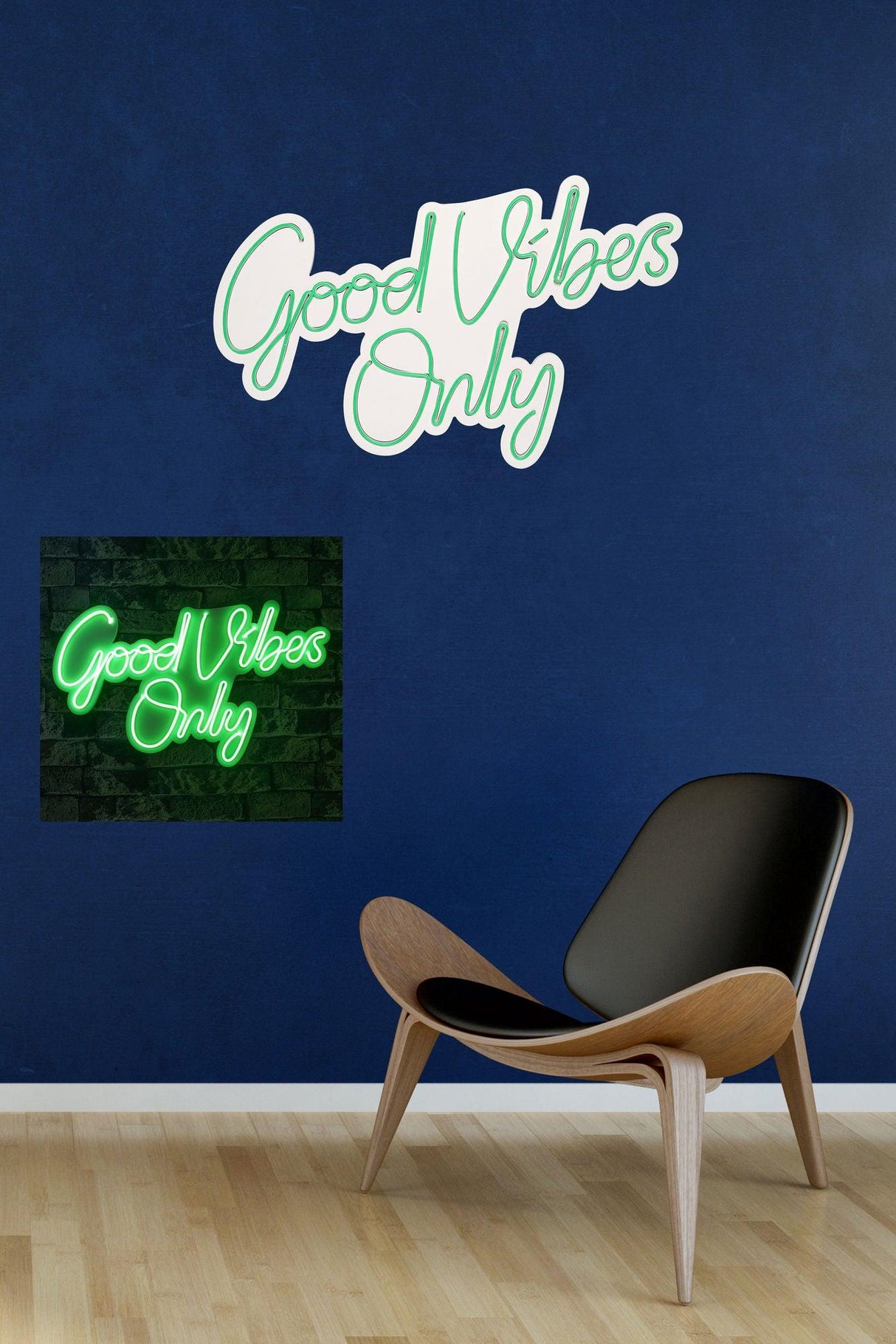Lampa Neon Good Vibes Only 2, 37x62 cm - Verde