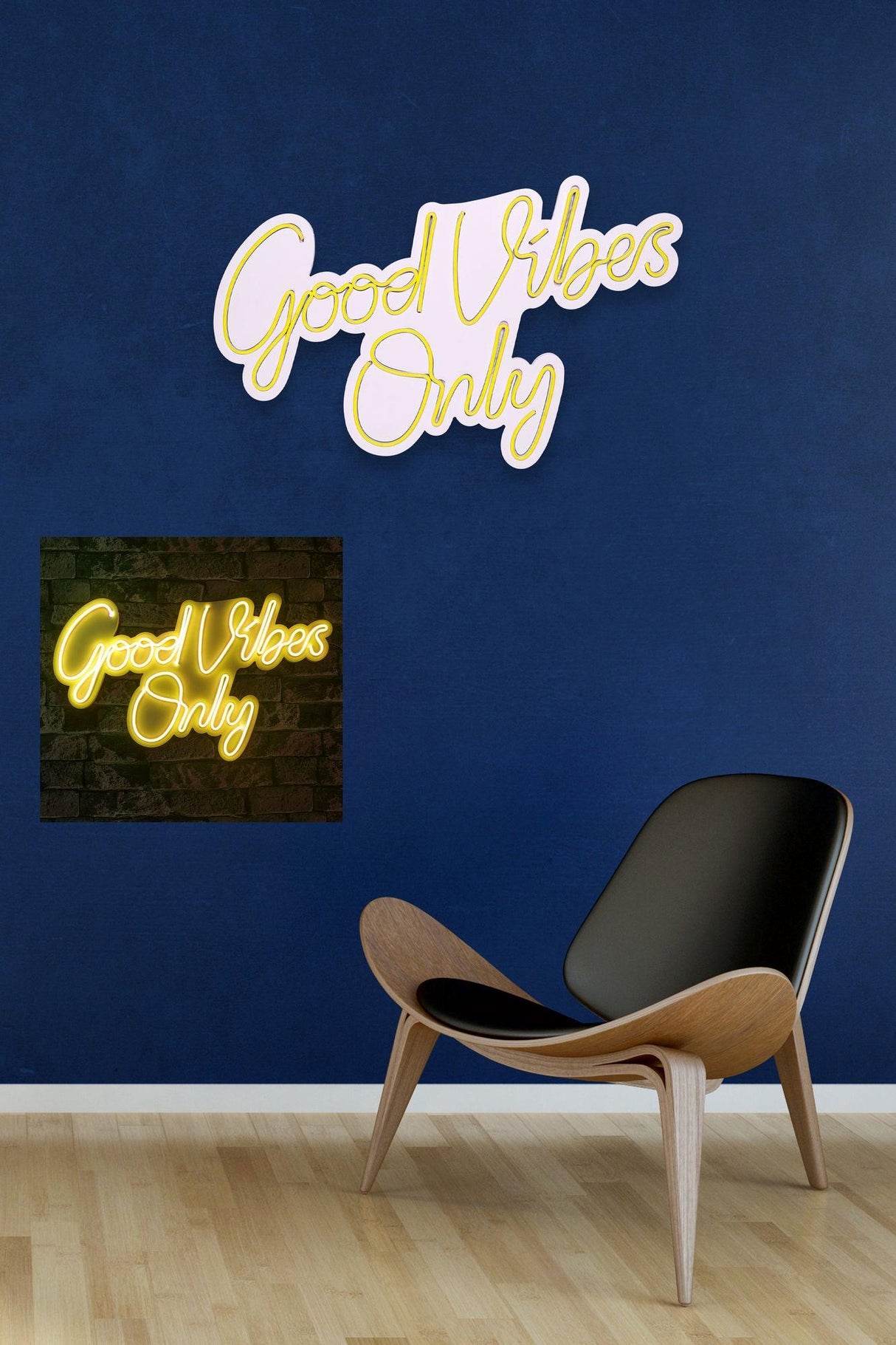 Lampa Neon Good Vibes Only 2, 37x62 cm - Galben