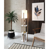 Lampadar Cu Biblioteca Corge, Alb, 21x21x135 cm
