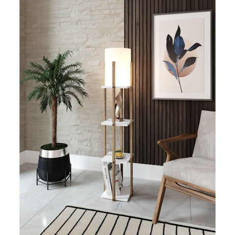 Lampadar Cu Biblioteca Corge, Alb, 21x21x135 cm