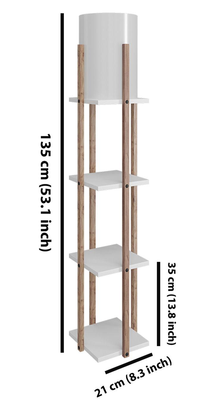 Lampadar Cu Biblioteca Corge, Alb, 21x21x135 cm