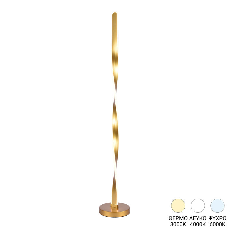 Lampadar cu iluminare LED Pelepho, metal, auriu, 20x130 cm