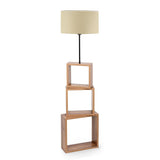 Lampadar Din Lemn Cu Biblioteca Robinson, Crem, 37x37x20 cm