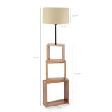 Lampadar Din Lemn Cu Biblioteca Robinson, Crem, 37x37x20 cm