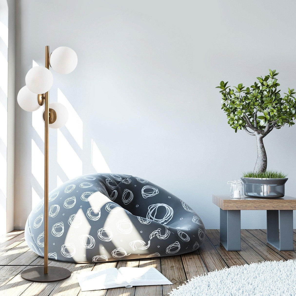 Lampadar Luxer, Auriu, 15x15x130 cm