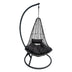 Leagăn tip cuib cu bază Soleil, metal negru, ratan natural, pernă, neagră, 120x95x195 cm