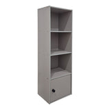 Bibliotecă Lenobia cu dulăpior, gri, 31x24x95 cm