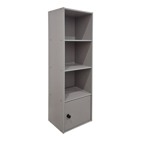 Bibliotecă Lenobia cu dulăpior, gri, 31x24x95 cm