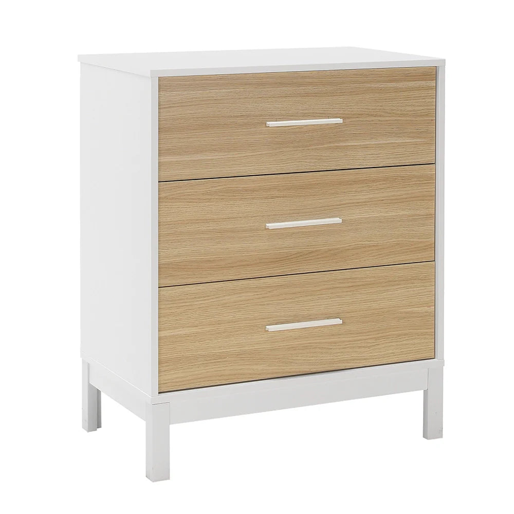Comoda SFN-1403-MB-1 Home Collection® London, 3 sertare, Alb - Stejar, 73x88x45 cm