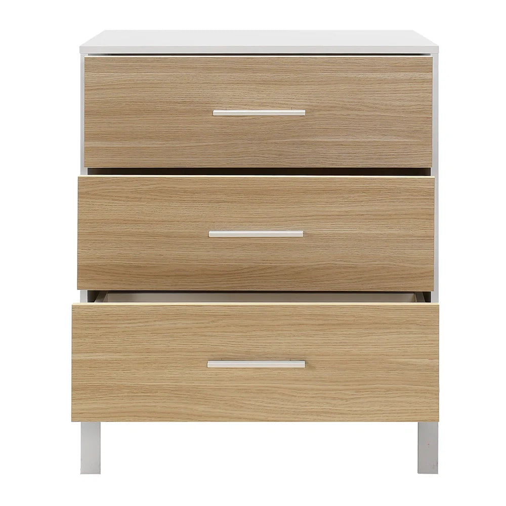 Comoda SFN-1403-MB-1 Home Collection® London, 3 sertare, Alb - Stejar, 73x88x45 cm