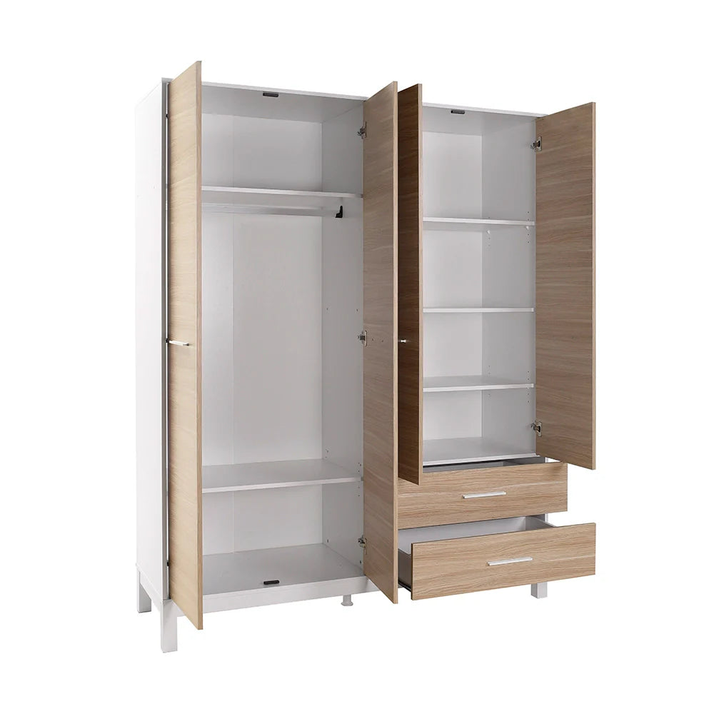 Dulap Haine GRD-1442-MB-3 Home Collection® London, 4 usi si 2 sertare, Alb - Stejar, 159x202x52 cm
