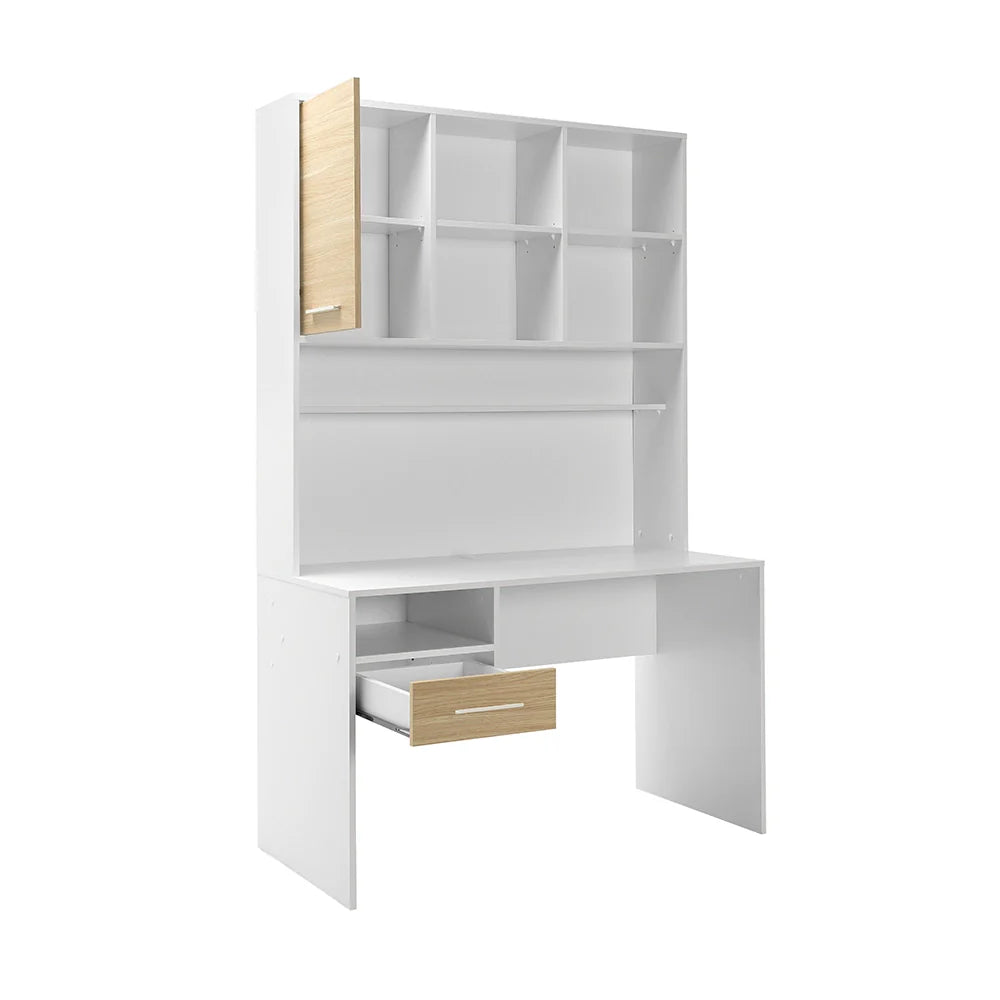 Birou CMU-1411-MB-2 Home Collection® London cu biblioteca, Alb - Stejar, 120x196x60 cm