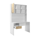 Birou CMU-1411-MB-2 Home Collection® London cu biblioteca, Alb - Stejar, 120x196x60 cm