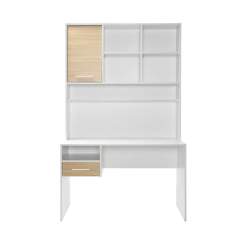 Birou CMU-1411-MB-2 Home Collection® London cu biblioteca, Alb - Stejar, 120x196x60 cm