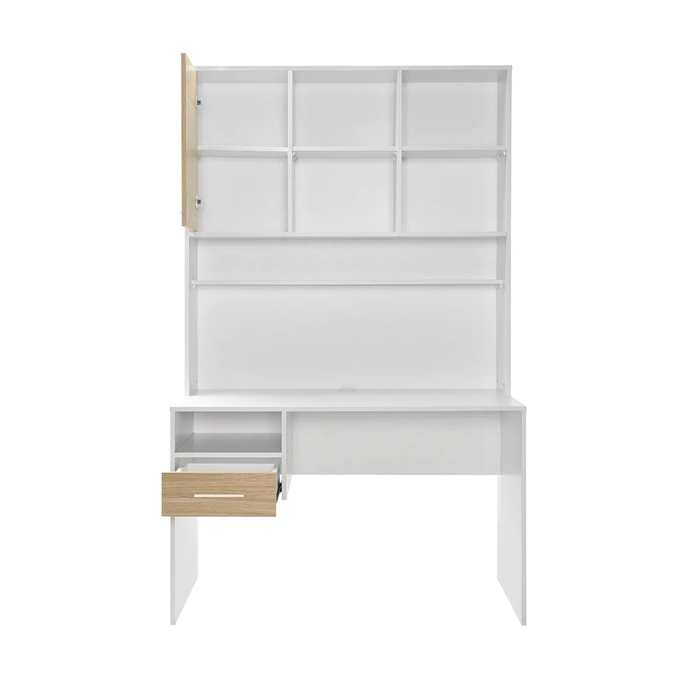 Birou CMU-1411-MB-2 Home Collection® London cu biblioteca, Alb - Stejar, 120x196x60 cm