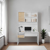 Birou CMU-1411-MB-2 Home Collection® London cu biblioteca, Alb - Stejar, 120x196x60 cm