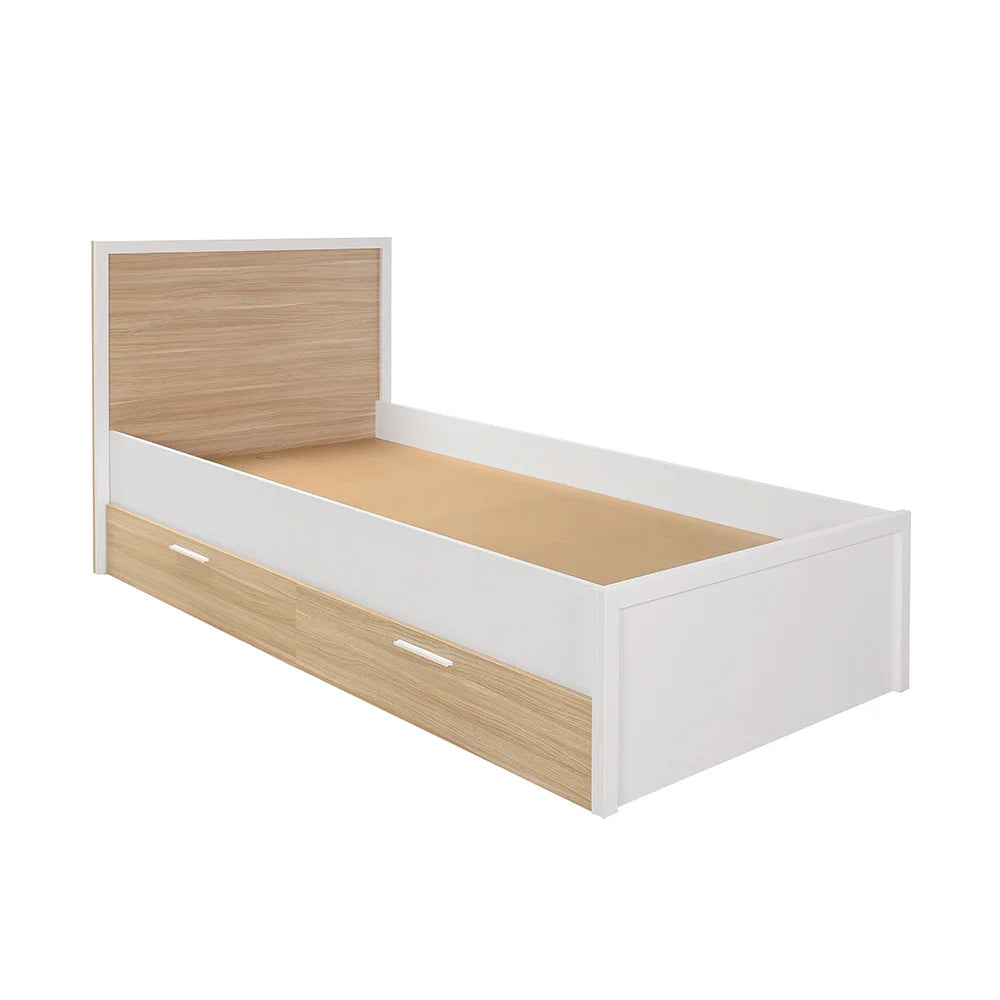 Pat de o persoana KRC-1402-MB-2 Home Collection® London cu sertare, Alb, 113x103x204 cm