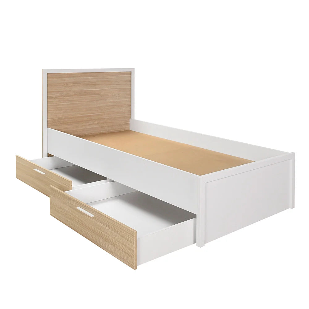 Pat de o persoana KRC-1402-MB-2 Home Collection® London cu sertare, Alb, 113x103x204 cm