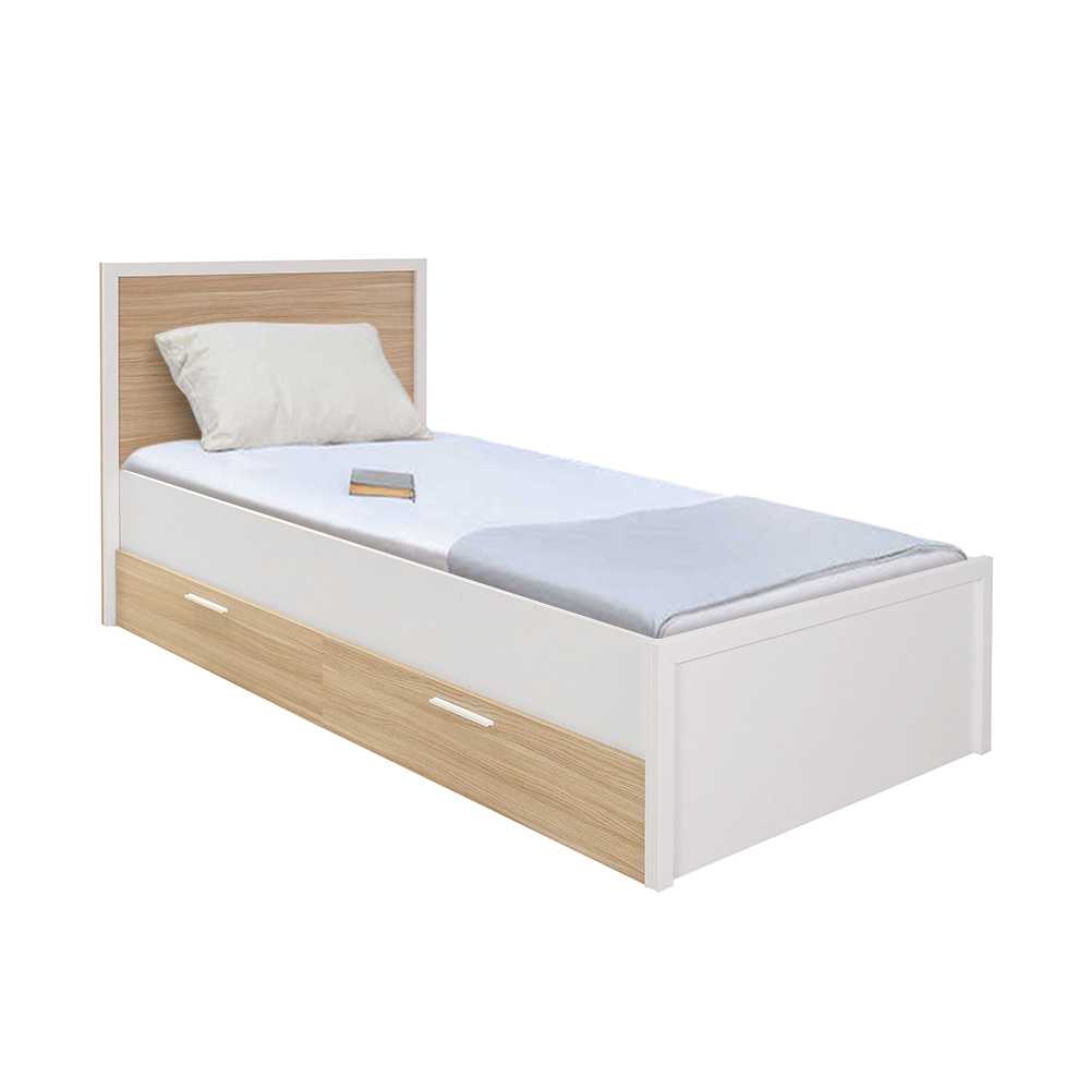 Pat de o persoana KRC-1402-MB-2 Home Collection® London cu sertare, Alb, 113x103x204 cm