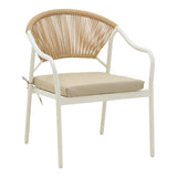 Lounge Bonanza set 4buc bej ratan-aluminiu, alb, 124x64x78 cm