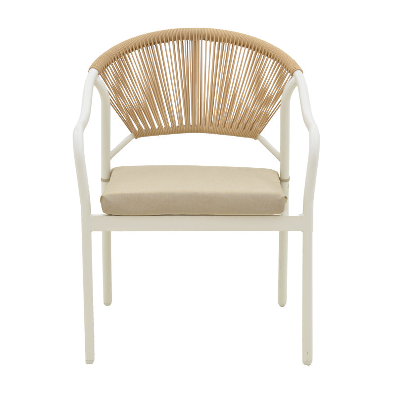 Lounge Bonanza set 4buc bej ratan-aluminiu, alb, 124x64x78 cm