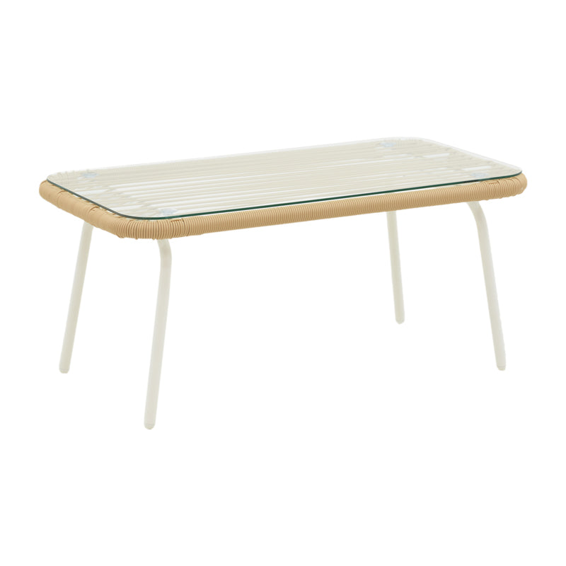 Lounge Bonanza set 4buc bej ratan-aluminiu, alb, 124x64x78 cm