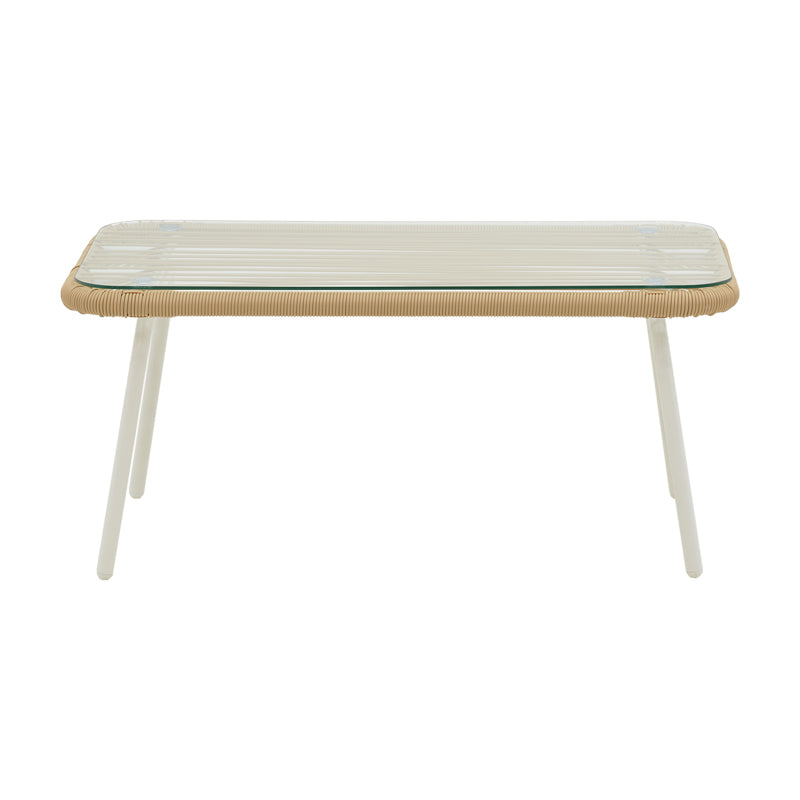 Lounge Bonanza set 4buc bej ratan-aluminiu, alb, 124x64x78 cm