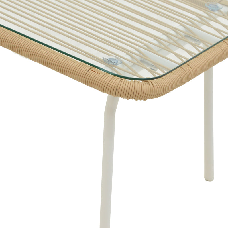 Lounge Bonanza set 4buc bej ratan-aluminiu, alb, 124x64x78 cm