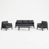 Lounge de exterior Feralda, cu funcție relaxare, aluminiu și sfoară gri deschis, compacte, 218x79x73 cm