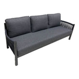 Lounge de exterior Feralda, cu funcție relaxare, aluminiu și sfoară gri deschis, compacte, 218x79x73 cm