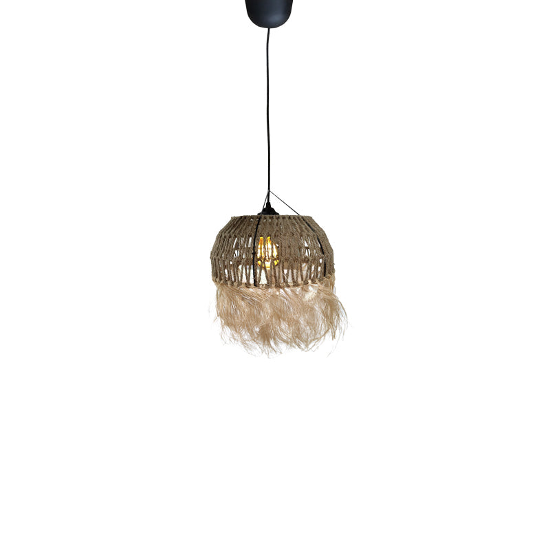 Lustra Bowler din rachita, Natural, D31x69 cm