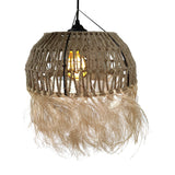 Lustra Bowler din rachita, Natural, D31x69 cm