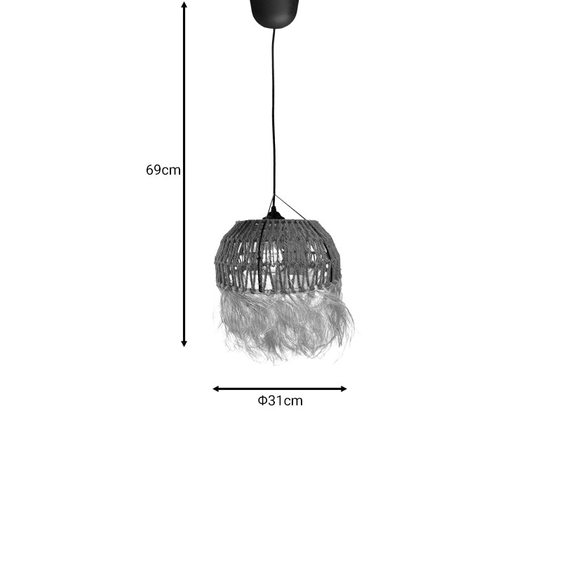 Lustra Bowler din rachita, Natural, D31x69 cm