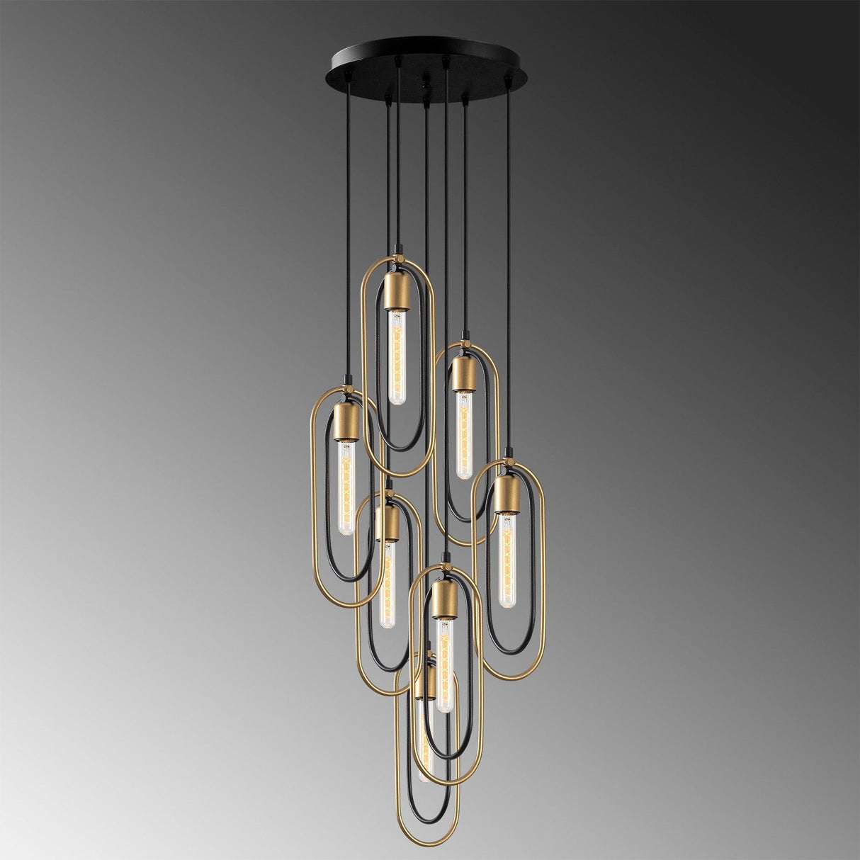 Lustra Cerco Chandelier, Negru, 40x40x132 cm