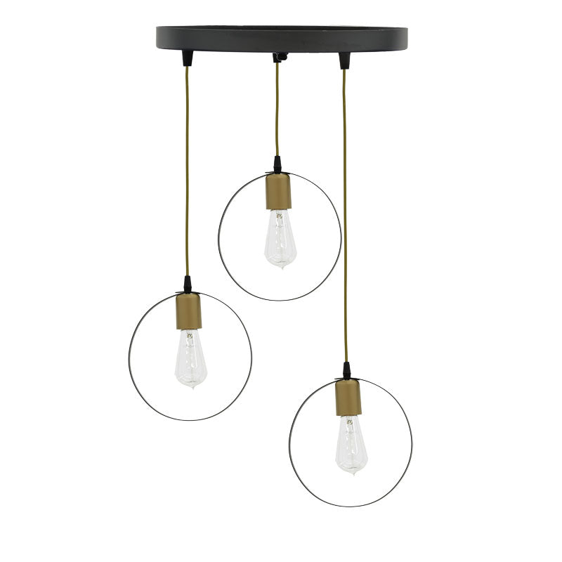 Lustra cu 3 lumini Kasper, negru-auriu, D30x79 cm