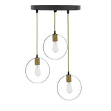 Lustra cu 3 lumini Kasper, negru-auriu, D30x79 cm