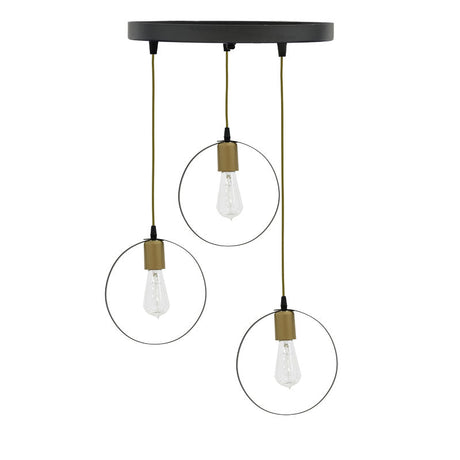 Lustra cu 3 lumini Kasper, negru-auriu, D30x79 cm