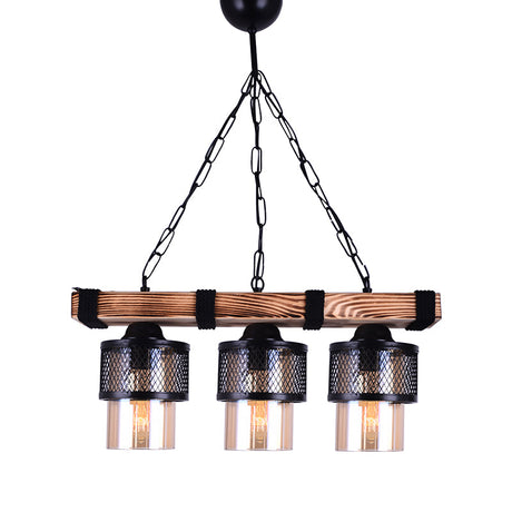 Lustra cu 3 lumini PWL-1046, negru-nuc, 50x15x65 cm