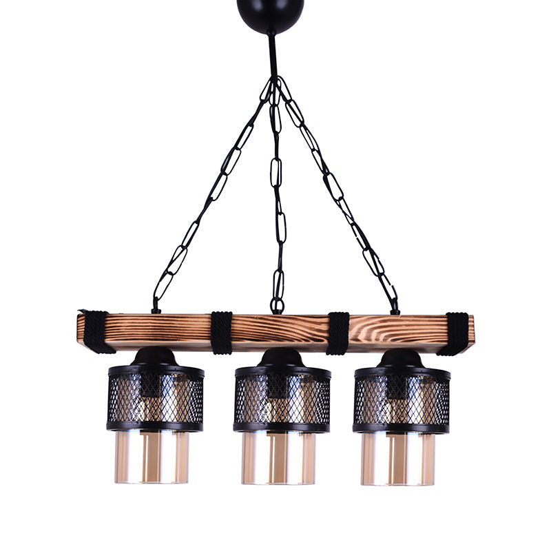 Lustra cu 3 lumini PWL-1046, negru-nuc, 50x15x65 cm