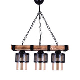 Lustra cu 3 lumini PWL-1046, negru-nuc, 50x15x65 cm