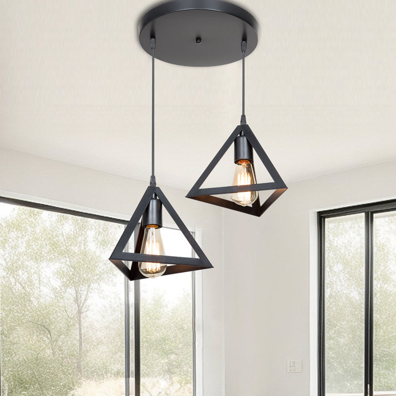 Lustra cu doua lumini Kecha, neagra, D50x60 cm, imagine suplimentara