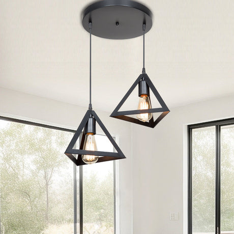 Lustra cu doua lumini Kecha, neagra, D50x60 cm