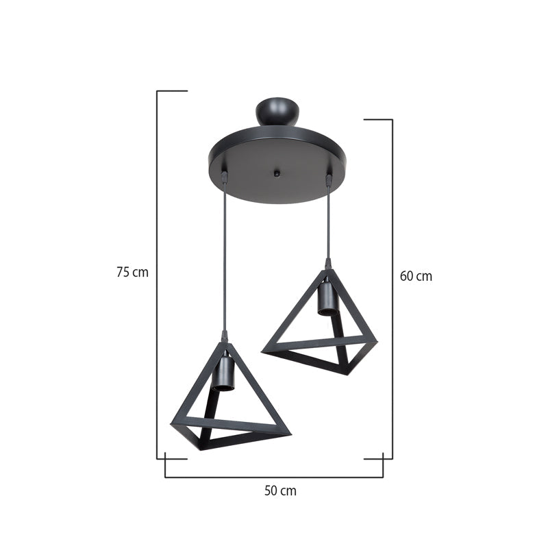 Lustra cu doua lumini Kecha, neagra, D50x60 cm